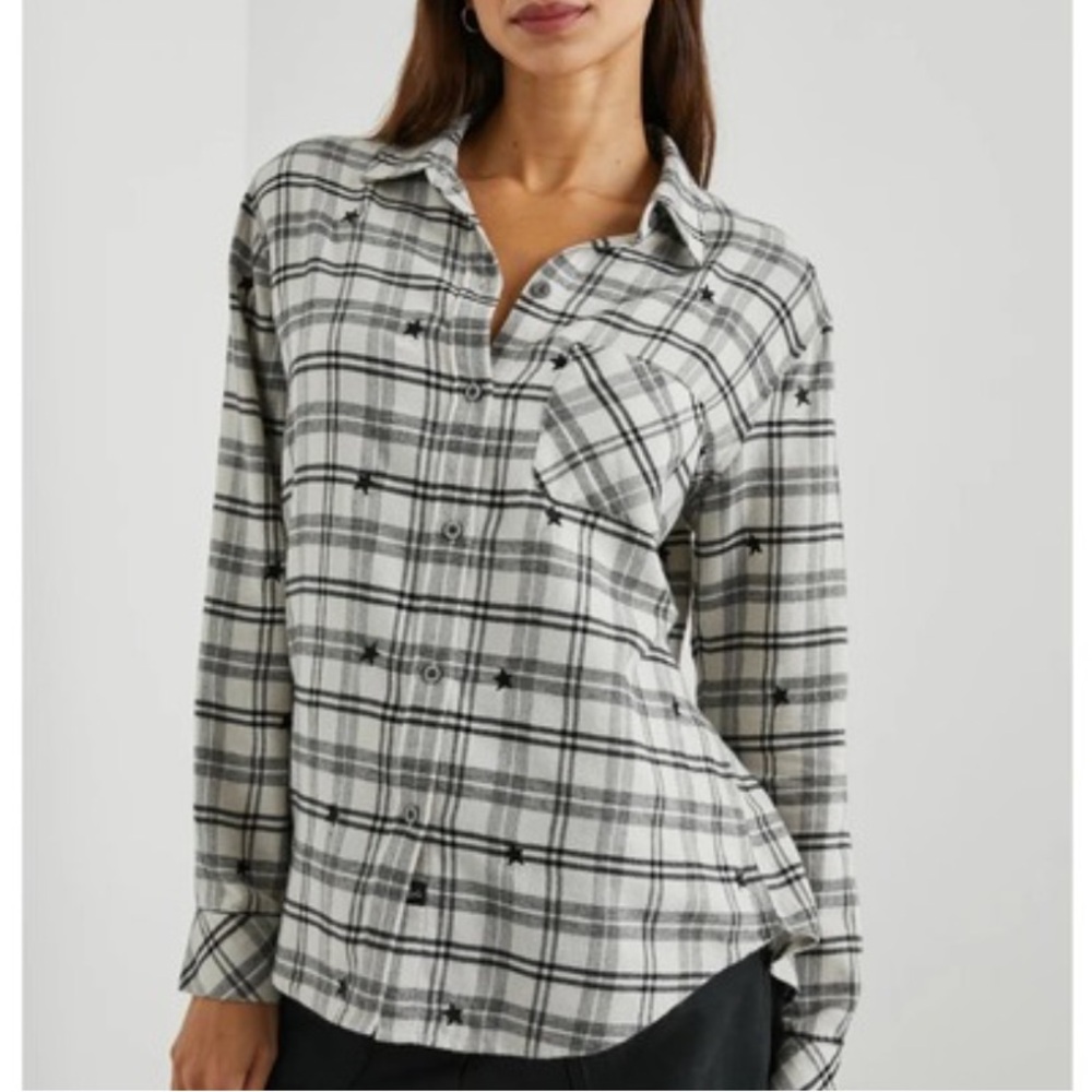 Rails Milo Plaid Check Star Embroidered Button Down Shirt Flannel NEW W2268 Sz M